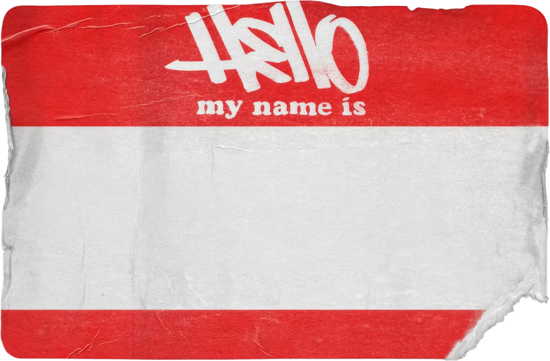 A 'Hello, my name is' sticker with Marcus Ioane handwritten on it