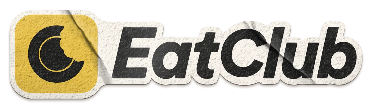 A die-cut EatClub logo sticker: a yellow badge and the black EatClub wordmark