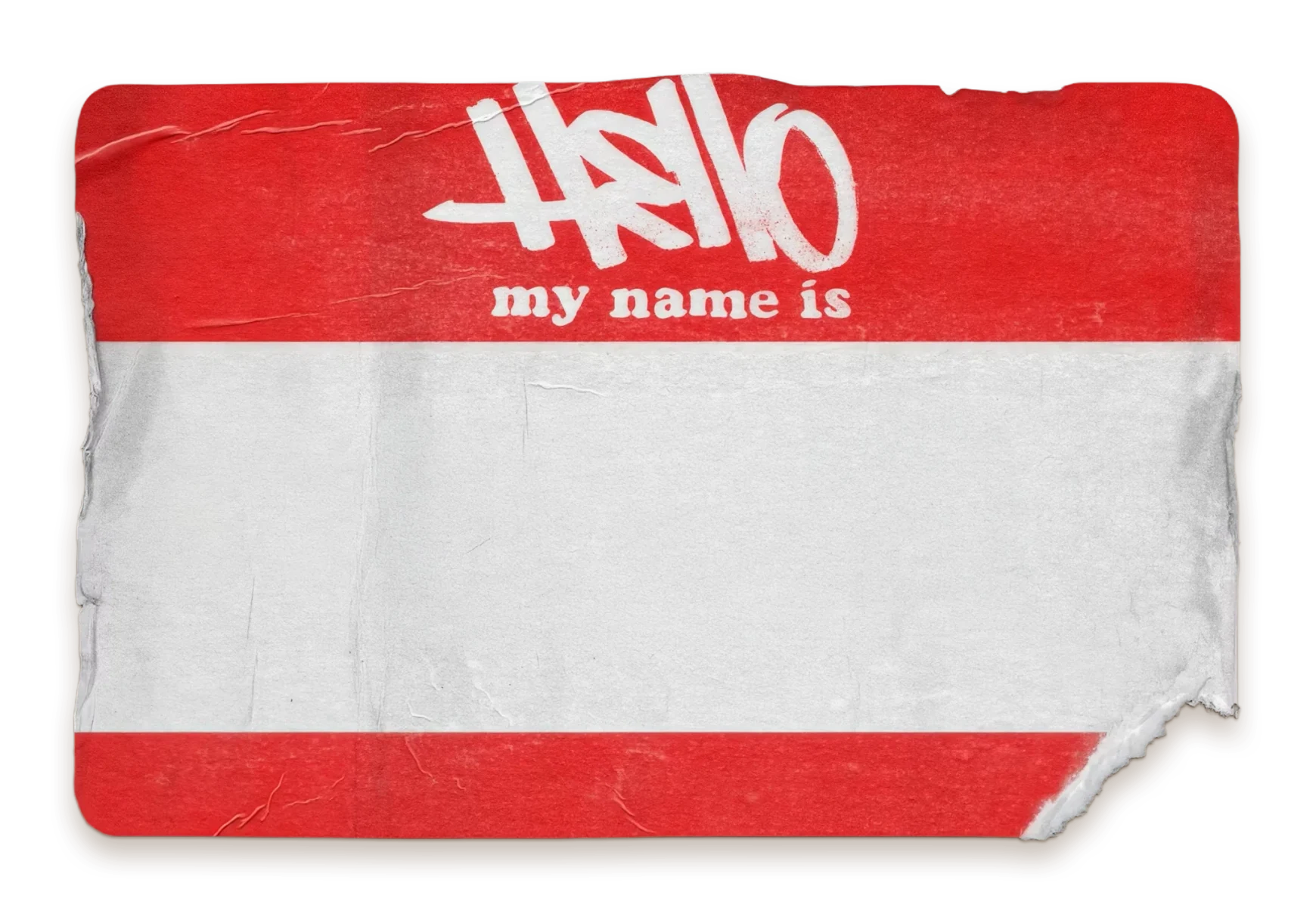 A 'Hello, my name is' sticker with Marcus Ioane handwritten on it